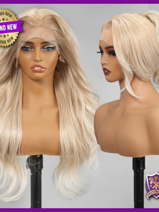 13x4 HD Lace Glueless Wig, 26 Inch Layered Wave Synthetic Hair main image 5